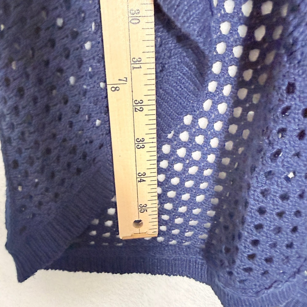 Navy Blue Pointelle Open Knit Cocoon Cardigan XL PF624937CH Dolman Sleeve - Picture 7 of 7